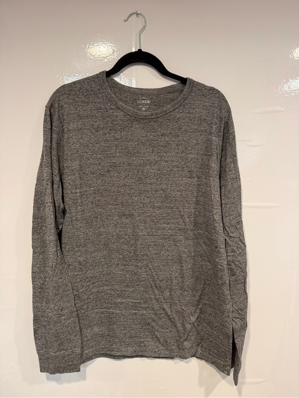 J. Crew Men's Heather Gray Long-Sleeve Crewneck Tee